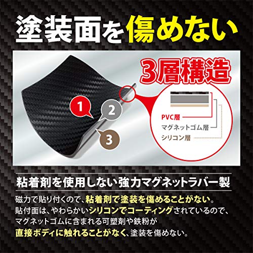 Far North ドアハンドルプロテクター 車用 【マグネット式】 多車種汎用型 車 傷防止 保護 ドアハンドル プロテクター カーボン ドアハンドルプロテクションカバー ドアノブ ガード 引っかき傷 保護フィルム マグネット 4枚+予備2枚入り (黒, Lサイズ 91×89mm) 中間 画像