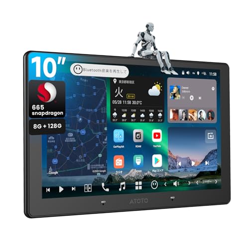 [10インチQLED] ATOTOZONE 2DIN ディスプレイオーディオ，AI Androidカーナビ 8G+128G，ワイヤレスCarPlay & Android Auto，4G LTE・SIMカード対応，デュアルBluetooth接続，7.1.2chオーディオ＆36バンドEQ，GPSトラッキング／LRV・SCVC搭載，HDMI入力，GPS トラッキング，X10G211E 画像1