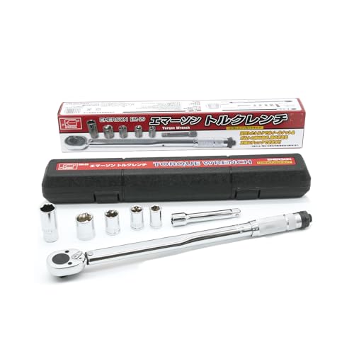 エマーソン(Emerson) トルクレンチ トルク対応レンジ 40〜200N・m トルク精度 ±4% 12.7mm (1/2インチ) 103N・mプリセットタイプ 14/17/19/24mm+21mm薄口ロングソケット、エクステンションバー付属 収納に便利なケース付き EM-29 画像1