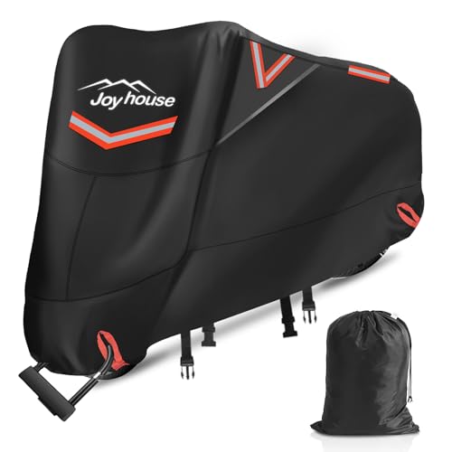バイクカバー 420D厚手 【2024年新版&両側通気口】 車体カバー 防水 耐熱 オートバイカバー 警告反射テープ5枚 盗難防止ロック穴 ワンタッチバックル前後付き 裾を絞るゴム 超撥水 紫外線防止 UVカット 防風 防埃 防雨 防雪 バイク用レインカバー 150cc ~ 400cc 収納バッグ付き XXL 画像1