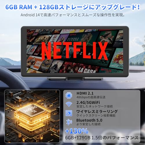 【Amazon.com.jp限定】VANBAR 11.5インチ ディスプレイオーディオAndroid14【 HDMI出力・Google Gemini AI・大画面】YouTubeやNetflixなどが動画視聴できる 2画面分割表示 8コアCPU 6GB RAM+128GB ROM大容量 CarPlay Android Auto WiFi機能サポート ワイヤレスミラーリング 技適取得済み 中間 画像