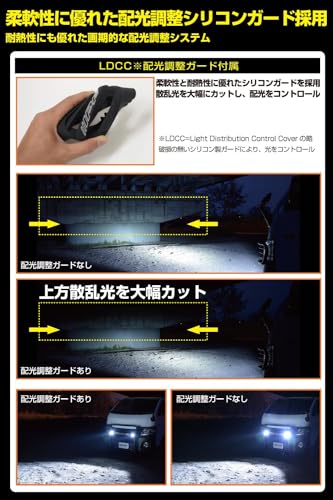 IPF フォグランプ LED 2インチ 角型 2200lm(27,000cd) 6000K ホワイト 12V用 2個入 ドライビング配光 ダブルサイズ 軽量 コンパクト 防水 S-632 中間 画像