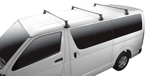 カーメイト(Carmate) inno(イノー) 車種別 スクエアベース 業務用 フルセット バー 3本 ドリップタイプ ハイエース/レジアスエース/タウンエース/ライトエース 等 ベースステー ベーシックステー ナット固定 キーロック システムキャリア ルーフキャリア ベースキャリア BU200 中間 画像