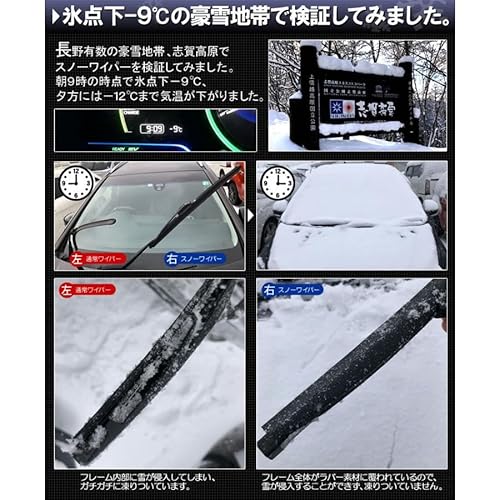 スノーワイパー 2本セット 運転席側 510mm 助手席側 350mm 冬用ワイパー U字フック グラファイト仕様 ワイパーブレード 中間 画像