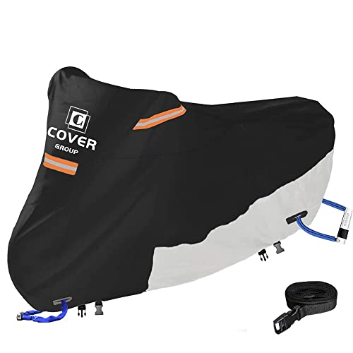 COVERGROUP 420D丈夫厚手 バイクカバー 原付 50cc 80cc 100cc 125cc 耐熱防水撥水防塵バイク用車体カバー紫外線防止色褪せない風飛び防止盗難防止収納袋付(M:205*90*125CM) 1枚目 画像