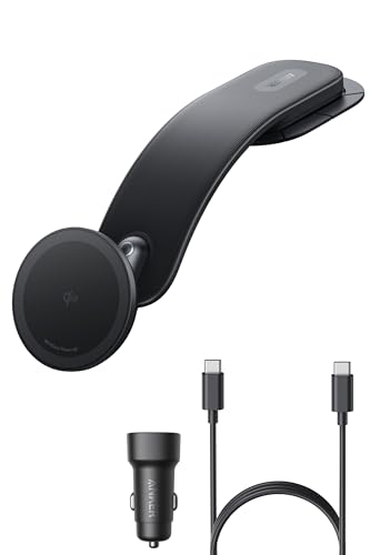 Anker Nano Wireless Charger (MagGo, 着脱式パッド) with Car Charger 最大15W出力でワイヤレス充電 360°回転 最大45°まで 傾けられる 180°まで調整 形状記憶が可能な高耐久設計 iPhone 16/15/ 14 / 13 / 12シリーズ対応 画像1