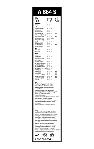 BOSCH(ボッシュ) 輸入車用 フラットワイパーブレード エアロツイン 車種専用セット 650/450mm A864S 中間 画像