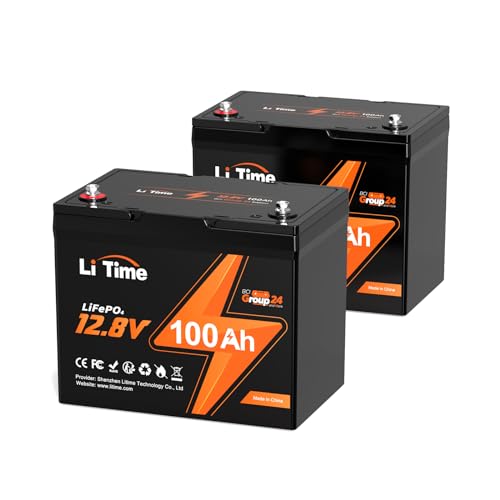 LiTime 12V100Ahリン酸鉄リチウムイオンバッテリー 小型化 BCI Group24サイズ 15000回サイクル可能 1280Wh電力量 高エネルギー密度 LiFePO4バッテリー バン、トレーラー、RV、キャンピングカー、釣り、オフグリッドに適用(2個セット) 画像1