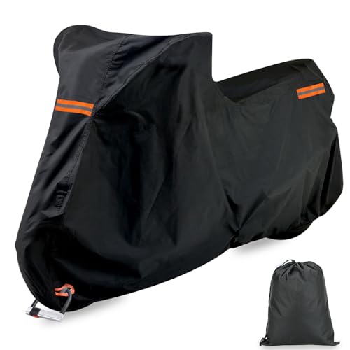 Anzentakai バイクカバー 420Dオックス【2025 使いやすい】 厚手 車体カバー 耐熱 防水 風飛び防止 チェーンホール付き 収納バッグ付き 警告反射テープあり 撥水 紫外線防止 バイク用レインカバー スクーター/原付/125cc/250cc用 画像1
