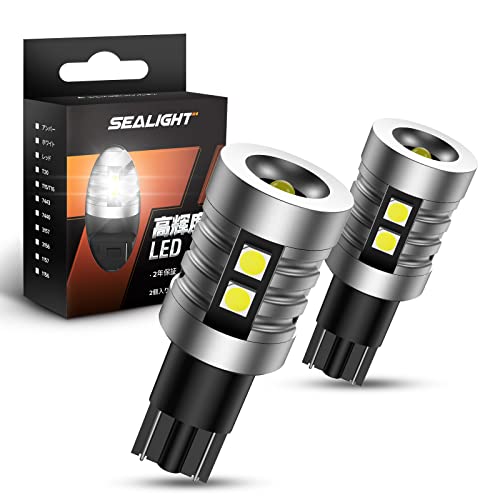 SEALIGHT t16 led バックランプ 後退灯 爆光 3000lm 25W 高輝度 最新3030SMD チップ バックライト 車検対応 キャンセラ ー内蔵 12V 無極性 耐熱性 50000時間以上寿命 T16/T15 6500K ホワイト 2個入り 2年メーカ保証 (J1-T16) 1枚目 画像