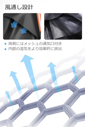バイクカバー 420D厚手 【2025年新版＆湿気対策&両側通気口】 バイク用レインカバー 車体カバー 防水 耐熱 オートバイカバー 大型 二重縫製 破れにくい 警告反射テープ5枚 盗難防止ロック穴 ワンタッチバックル前後付き 裾を絞るゴム 耐熱 紫外線防止 UVカット 防風 防埃 防雨 防雪 盗難防止 バイク用車体カバー 収納バッグ付き 2XL 中間 画像
