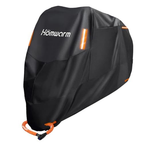 Homwarm バイクカバー300D厚手 防水 紫外線防止 収納バッグ付き (ブラック, XL) 1枚目 画像