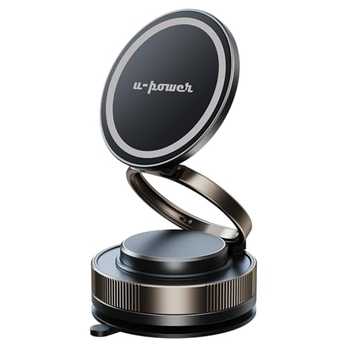 【U-POWER公式】スマホホルダー 車 ナノゲル吸着×真空吸盤 W固定構造 magsafe対応 360度回転 N55磁石 片手操作 iPhone Android全機種対応 スマホスタンド 車用 カー用品 画像1