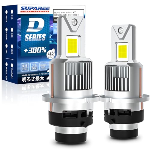 SUPAREE d4s led ヘッドライト 爆光 車検対応 純正HID交換用 ホワイト6500K 配線レス DC12V 高速冷却ファン IP68防水対策 キャンセラー内蔵 ポン付け 2個入り 1枚目 画像