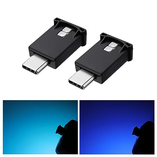 GIMUYA Type-C LEDライト USB 車内用 8色 メモリー機能 自動点灯 調光機能 アンビエントライト RGB USB給電 イルミネーション タイプc ミニライト 小型 軽量 車アクセサリー 簡単取付 2個入り 1枚目 画像