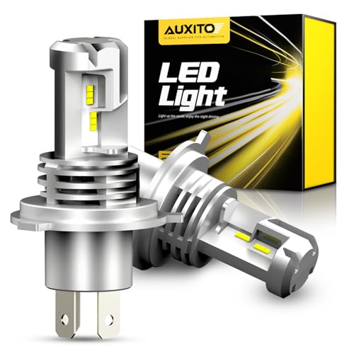 AUXITO H4 Hi/Lo LEDヘッドライト 車用 新基準車検対応 ZES LEDチップ搭載 3倍明るさUP ほぼ純正ハロゲンサイズの登場 高輝度 6500K 12V車対応(ハイブリッド車・EV車対応) 定電流回路搭載 長寿命 高速回転冷却ファン付け 放熱性抜群 静音 瞬間起動 2個入り ホワイト 販売者3年保証 - M3H4 1枚目 画像