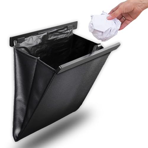 POPOT(ポポット) 車 ゴミ箱 【多車種対応フック】 車用ゴミ箱 スリム 収納 小物入れ 袋付き カー用品 便利グッズ (ブラック) 1枚目 画像