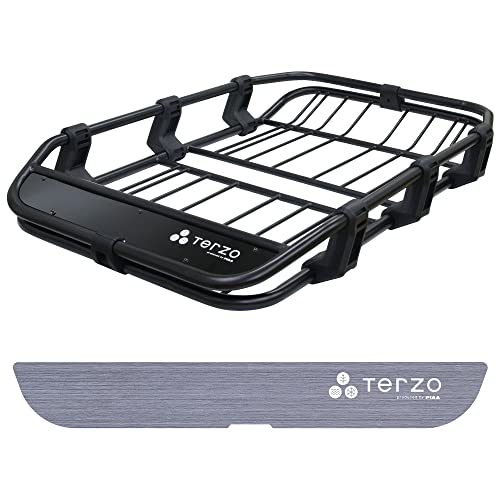 Terzo テルッツォ (by PIAA) ルーフラック 1個入 【ルーフバスケット Styleシリーズ】 Tough style (タフスタイル) レギュラー + デザインパネル(整流板)ヘアライン柄のセット EA317+EA321B 画像1