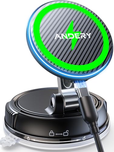 スマホホルダー 車 ワイヤレス充電 マグネット【15W急速充電+真空吸盤の最強コンビ】安定性拔群 車 スマホスタンド【超強磁力】24×N55磁石 Mag-safe 車載 【360°回転な台座×多角度自由調節】カー用品 車載スマホホルダー LEDライト マグセーフ 車載 充電器 片手操作 1秒で着脱 車用品 携帯ホルダー 折りたたみ式 高級合金素材 iPhone&Android多機種と多車種が対応 画像1