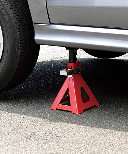 エマーソン(Emerson) 車用ジャッキスタンド 3t 2個セット 6段階高さ設定(260/290/320/350/380/415mm) 横方向でも縦方向でも脚がしっかりと安定 愛車を傷つけないラバーパッド付 EM-104 中間 画像