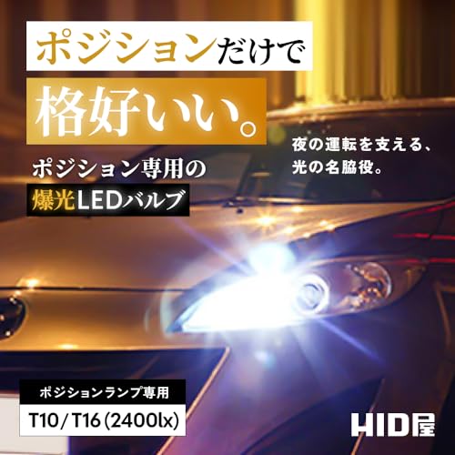 HID屋 T10 2400lx(ルクス) LED ポジションランプ 爆光 クールホワイト 8000K 12V 2個セット 最後 画像