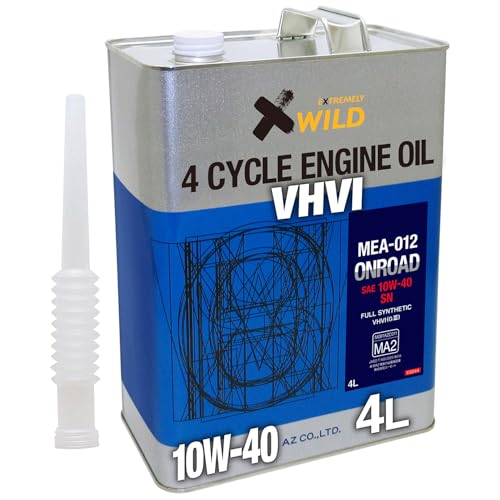 AZ(エーゼット) バイク用 4サイクル エンジンオイル 4L 【10W-40/MA2/100%化学合成油/2輪用】 MEA-012/EG044/ONROAD 1枚目 画像