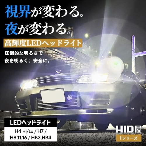 HID屋 H4 LED ヘッドライト 28400cd(カンデラ) 爆光 ホワイト 6500k 車検対応 12V 24V ドライバー内蔵 簡単取付 iシリーズ 2本1セット 最後 画像