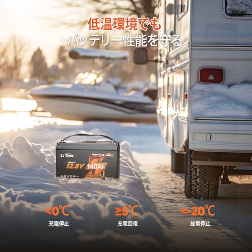 LiTime 12V 140Ah リン酸鉄リチウムイオンバッテリー Bluetooth機能 リモート操作可能 150A継続放電電流 1792Wh電力量 4000~15000回サイクル 低温保護機能 スマート LiFePO4バッテリー キャンピングカー、車中泊、トローリングモーター、エレキモーター、マリン、ボート、釣り、ソーラー蓄電、家庭用予備電源、防災などに適用 日本語取扱説明書付き 中間 画像