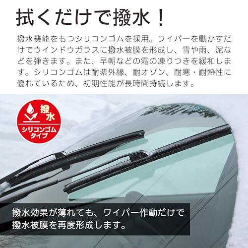 PIAA(ピア) ワイパーブレード 雪用 650mm フラットスノーシリコート 撥水特殊シリコンゴム 替えゴム交換可能 1本入 エアロタイプ 軽量・低重心 FSS65AW 中間 画像