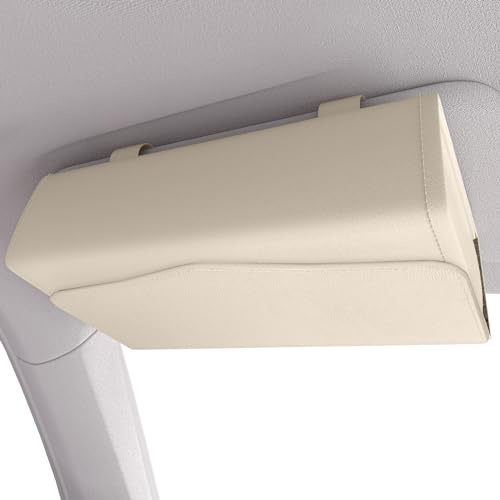 IROKOHA 箱ごと入る 車用ティッシュケース 車 ティッシュカバー バイザー 収納 (フタ付きベージュ) 1枚目 画像