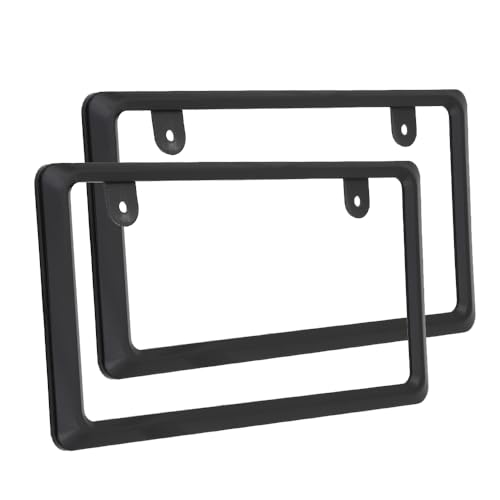 【新法規対応品】NanoSight ナンバーフレーム グロスブラック 軽自動車 普通車 小さく見える 黄色の縁隠 (グロスブラック 2枚) 1枚目 画像