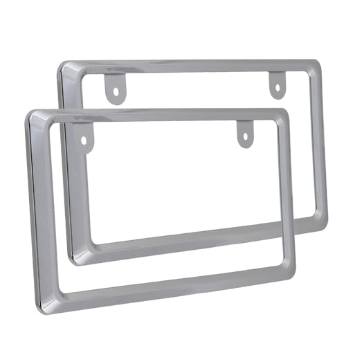 【新法規対応品】NanoSight ナンバーフレーム クローム 軽自動車 普通車 小さく見える 黄色の縁隠 (クローム 2枚) 画像1