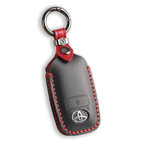 【smasol】互換品 ライズ ダイハツ ロッキー 新型タフト 本革 キーケース レザー RAIZE ROCKY TAFT キーカバー スマートキーケース トヨタ ダイハツ 適合 (本革2ボタン, 黒) 画像1