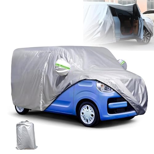 POSTEK 車カバー 裏起毛 カー ボディカバー サイドジッパー付き 防水・防塵・UVカット 収納袋付き (軽自動車:370×175×160cm) 画像1