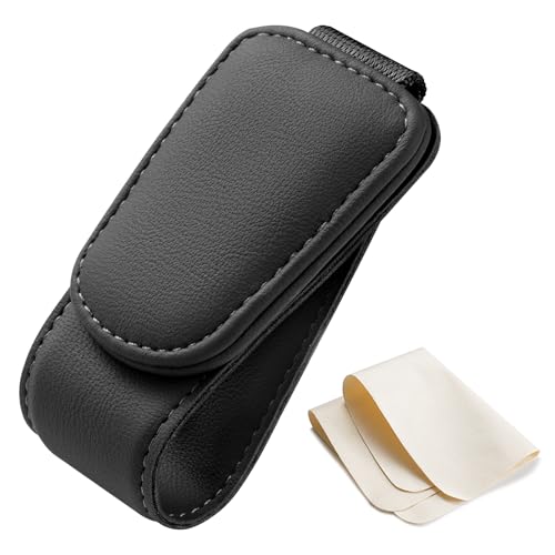 BEIHOO サングラスホルダー 車 メガネを守る サングラス クリップ マグネット取り付け簡単 眼鏡拭き付き 車用 サンバイザー メガネホルダー ギフト 通勤 ドライブ旅行 カードホルダー 画像1