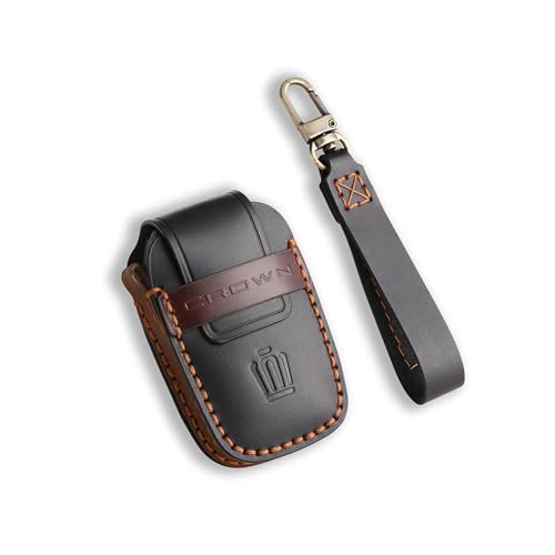 【LEXLEY】トヨタ クラウンクロスオーバー 35系（2022年7月～）クラウンスポーツ 30系 クラウン エステート RS Z 専用 本革 キーケース レザー キーカバー キーホルダー スマートキーケース CROWNロゴ付（ブラック） 画像1