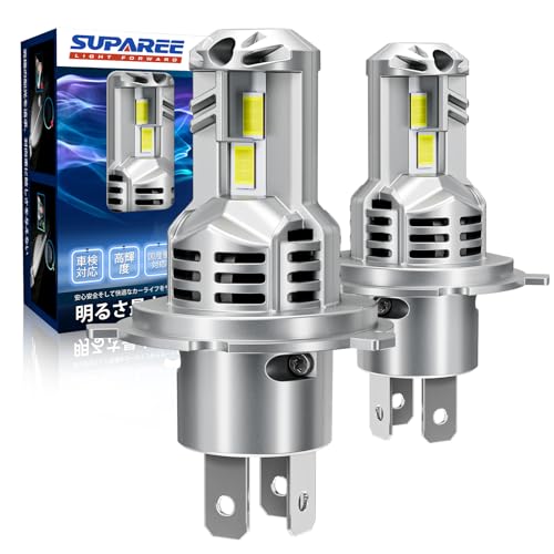 SUPAREE H4 LED ヘッドライト 車検対応 爆光 hi/lo切替 ハロゲンサイズ 9倍明るさアップ DC12V 車/バイク用 6500K 三重放熱 静音ファン 長寿命 高光効LEDチップ ノイズ抵抗 画像1