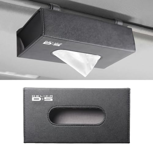SAWAKAKI 三菱 デリカD:5 に専用設計 ティッシュケース ティッシュ ボックス PUレザー ロゴ入り 大容量 マグネット式 便利グッズ 挟むだけ カスタムパーツ 車用 画像1