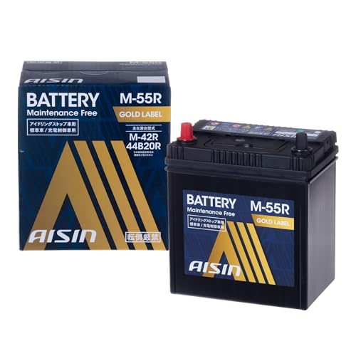 アイシン(AISIN) 車用 バッテリー M-55R (M-42R 44B20R ほか) アイドリングストップ車/標準車/充電制御車対応 GOLD LABEL BTRAZ-9000M55R 1枚目 画像