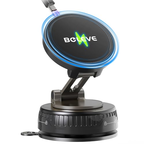 【2026改良モデル・15W急速充電】スマホホルダー 車 ワイヤレス充電 マグネット【上部充電&配線スッキリ・ナノジェル吸盤】MagSafe 車載ホルダー超強N55磁石 折りたたみ式 カー用品 片手操作【非MagSafe機種OK/吸盤水洗いOK/革もOK/跡残らず】iPhone 17/iPhone 17 Pro/iPhone 16/Sony/Galaxy/HUAWEI/Google/その他Qi機種 1枚目 画像