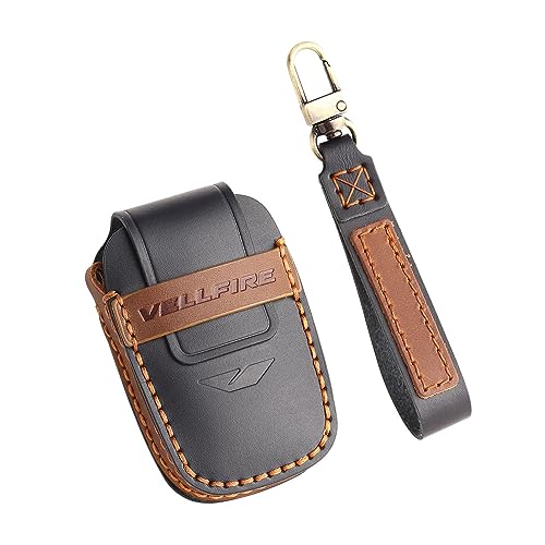 LEXLEYS 【新型キーケース 登場】トヨタ VELLFIRE ヴェルファイア 30系 40系 専用 本革 キーケース レザー キーカバー キーホルダー スマートキーケース VELLFIREロゴ付 キズ防止 カスタムキーケース(ブラック) 1枚目 画像