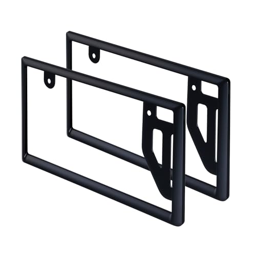 セイワ(SEIWA) 車外用品 ナンバーフレーム ブラック K443 フロント&リア対応 軽自動車 普通車対応 図柄ナンバー ご当地ナンバー 黄色枠を隠してスッキリ見せる ドレスアップ 法規定適応品 2個入り 高耐久 紫外線防止塗装 艶塗装 BLACK 1枚目 画像