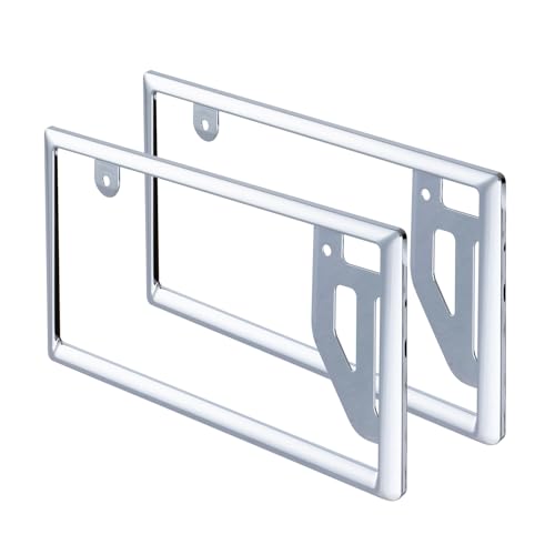 セイワ(SEIWA) 車外用品 ナンバーフレーム クロームメッキ K442 フロント&リア対応 軽自動車 普通車対応 図柄ナンバー ご当地ナンバー 黄色枠を隠してスッキリ見せる ドレスアップ 法規定適応品 2個入り chrome plating 1枚目 画像