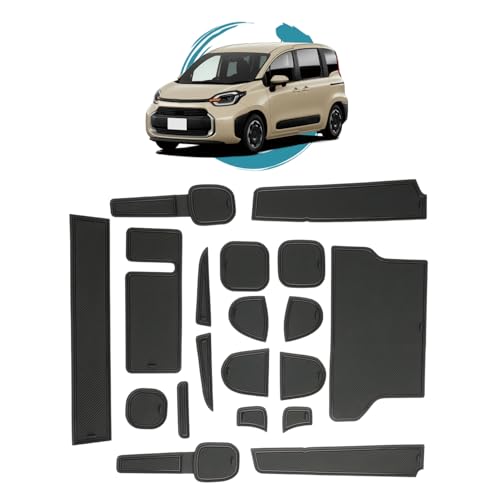 ruiya 【2025.8MC以後専用】 新型 シエンタ 10系 3代目 専用 ラバーマット 滑り止めマット ドアポケット 新型シエンタ インテリアラバーマット シエンタ 10系 アクセサリー シエンタ10 内装パーツ ポケットマット 19枚 キズ防止 ノンスリップ 滑り止め 防音 ゴム ノイズ軽減 カスタム パーツ(黒) 画像1