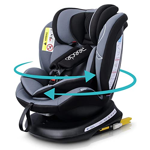 Reecle チャイルドシート 360° 回転式 新生児~12歳頃 (0~36kg) ISOFIX対応 シートベルト固定 (ブラック) 画像1