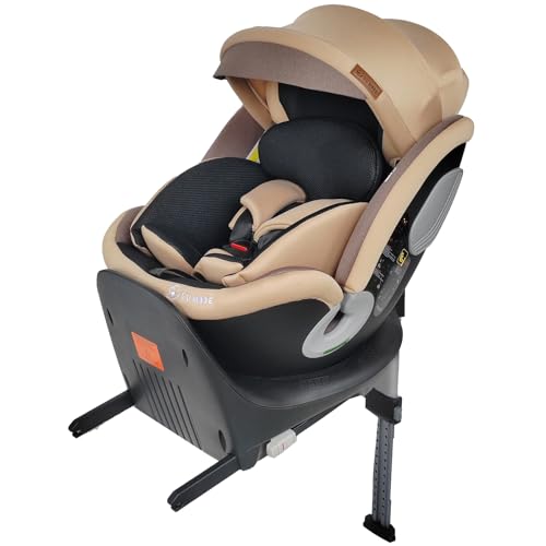 ＧＵ ＭＯＤＥ チャイルドシート ジュニアシート 新生児～12歳頃（身長40-150cm）（0-36kg）360° 回転式 ISOFIX対応 R129適合 サポートレッグ付き シートベルト固定 ロングユース 取付簡単 5年保証 メッシュタイプ(ブラウン・ブラック, フレックスシェード付き) 画像1