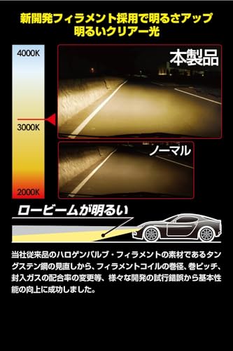 IPF ヘッドライト フォグランプ ハロゲン 車用 H4 3200K 純正色 12V用 2本入 車検対応 ロービームが明るい 全天候に強い 安定した見易さ ハイスペックモデル 32L4 中間 画像