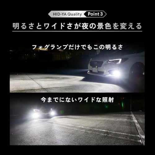 HID屋 H8 H11 H16 LED ヘッドライト フォグランプ 49600cd(カンデラ) 爆光 ホワイト 車検対応 12V 24V 2本1セット Mシリーズ プレミアム 中間 画像