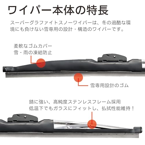 PIAA(ピア) ワイパー ブレード 雪用 340mm スーパーグラファイト グラファイトコーティングゴム 1本入 呼番3 WG34W 中間 画像