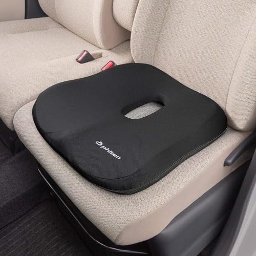 ボンフォーム(BONFORM) シートクッション ファイテン ヒップ用 穴あき 44×44cm ブラック アクアチタン使用 低反発 腰痛 疲労対策 phiten 5815-13BK 中間 画像